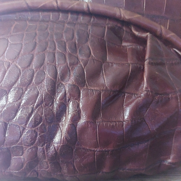 Furla Chocolate brown croc embossed leather handbag purse. Amazing condition - Picture 3 of 16
